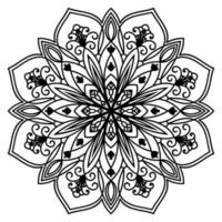 mandala de fleur de contour noir. élément de décoration vintage. fleur de doodle rond ornemental isolé sur fond blanc. élément de cercle géométrique. vecteur