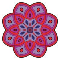 joli mandala coloré. fleur de doodle rond ornemental isolé sur fond blanc. ornement décoratif géométrique de style oriental ethnique. vecteur