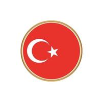 drapeau de la turquie avec cadre doré vecteur