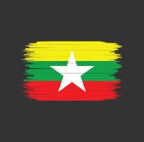 coup de pinceau du drapeau du myanmar. drapeau national vecteur