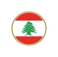 drapeau du liban avec cadre doré vecteur