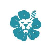 concept de logo de lion et de lys. fleur avec logo de silhouette de lion pour l'art vecteur