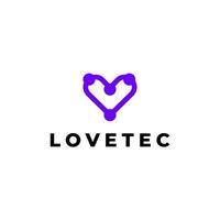 tech amour coeur logo plat vecteur