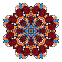 joli mandala coloré. fleur de doodle rond ornemental isolé sur fond blanc. ornement décoratif géométrique de style oriental ethnique. vecteur
