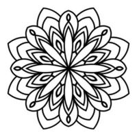 mandala de contour. fleur de doodle rond ornemental isolé sur fond blanc. élément de cercle géométrique. vecteur