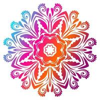 mandala fleur dégradé coloré. élément décoratif dessiné à la main. élément floral doodle rond ornemental isolé sur fond blanc. vecteur