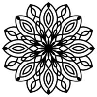 mandala de fleur de contour noir. élément de décoration vintage. fleur de doodle rond ornemental isolé sur fond blanc. élément de cercle géométrique. vecteur