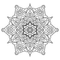 mandala de fleur de contour noir. élément de décoration vintage. fleur de doodle rond ornemental isolé sur fond blanc. élément de cercle géométrique. vecteur