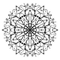 mandala de fleurs en pointillés. élément décoratif. doodle rond ornemental isolé sur fond blanc. élément de cercle géométrique. vecteur