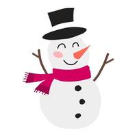 clipart de bonhomme de neige en costume de Noël avec dessin animé vecteur