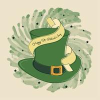 Happy st patricks day card elfe vert chapeau et ruban avec vecteur de texte