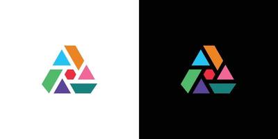 lettre colorée et moderne une création de logo de photographie initiale vecteur