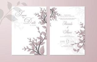 belle invitation de mariage avec le thème des feuilles