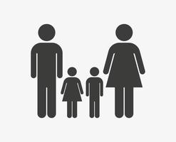 icône de vecteur de famille. pictogramme père, mère, fils et fille