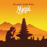 selamat hari raya nyepi. traduction bonne journée de silence nyepi. vecteur