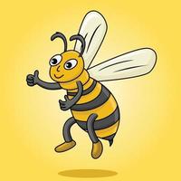 illustration vectorielle d'abeille mignonne jaune volante, mascotte vectorielle mignonne d'abeille vecteur