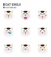 ensemble d'icônes plates d'emoji de chat. vecteur