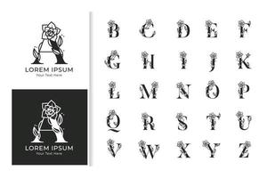 ensemble d'alphabet de logo de monogramme de mariage de luxe décoratif vecteur