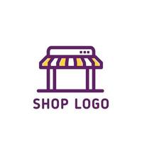 concept de logo de boutique simple en violet et jaune vecteur