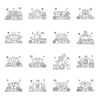 pack d'illustrations linéaires diverses vecteur