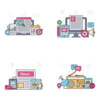 pack d'illustrations plates seo vecteur