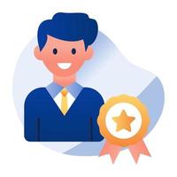 avatar avec badge, icône design coloré du meilleur employé vecteur