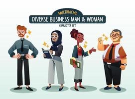 homme d'affaires et femme d'affaires diversifiés avec différentes races vecteur