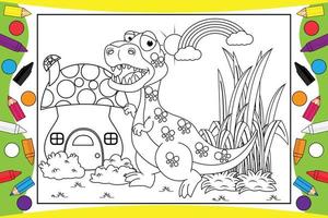 coloriage dinosaure mignon pour les enfants vecteur