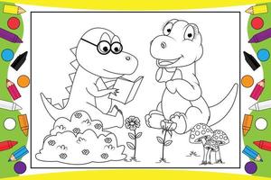 coloriage dinosaure mignon pour les enfants vecteur