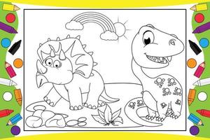 coloriage dinosaure mignon pour les enfants vecteur