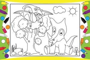 coloriage dinosaure mignon pour les enfants vecteur