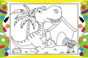 coloriage dinosaure mignon pour les enfants vecteur