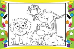 coloriage dinosaure mignon pour les enfants vecteur