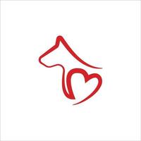 nom de l'entreprise de logo d'amour d'animal de compagnie de chien. vecteur