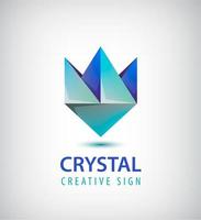 logo géométrique de cristal 3d abstrait vectoriel, fleur bleue stylisée vecteur