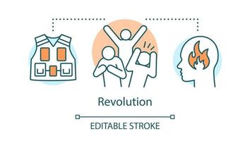 icône de concept de révolution. troubles civils, illustration de la ligne mince de l'idée de résistance agressive. foule en colère, dessin de contour isolé vecteur révolutionnaire et gilet. soulèvement politique. trait modifiable