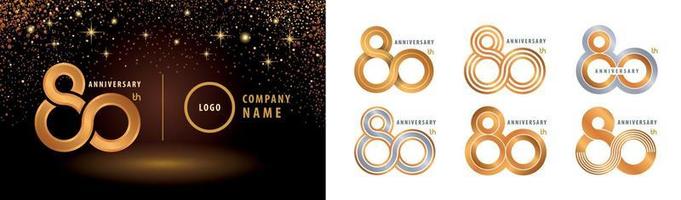 ensemble de conception de logotype du 80e anniversaire. vecteur de logo de boucle à l'infini. anniversaire de quatre-vingts ans.