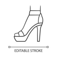 icône linéaire de talons hauts à bride de cheville. conception de chaussures élégantes femme. chaussures à talons aiguilles pour femmes. trait modifiable. illustration de la ligne mince. symbole de contour. dessin de contour isolé de vecteur