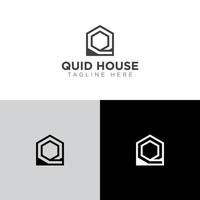 q lettre plus modèle de logo de maison vecteur
