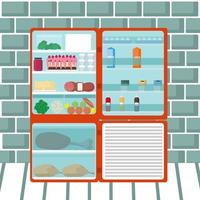 réfrigérateur ouvert plein d'illustration vectorielle de nourriture savoureuse