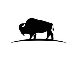 logo de silhouette de bison vecteur