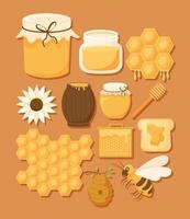 douze icônes de miel vecteur