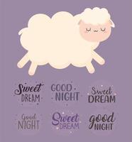 phrases de bonne nuit et moutons vecteur