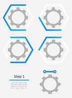 hexagones remplis de roues dentées ensemble d'éléments de conception de graphique infographique vecteur