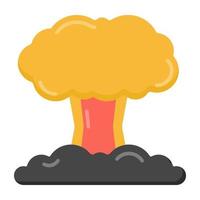 explosion d'une bombe, icône plate d'une explosion nucléaire vecteur