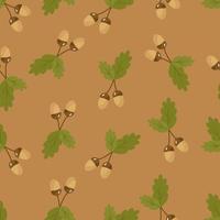 les glands et les feuilles de chêne forment un motif d'automne harmonieux sur fond beige. illustration vectorielle dans un style plat pour un site Web, impression sur papier, tissu, emballage. vecteur