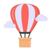 vecteur de livraison de ballon à air chaud, icône plate d'avion