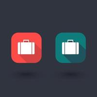 icône de valise, étui, vecteur de valise, voyage d'affaires, voyage, icône carrée arrondie plate, illustration vectorielle