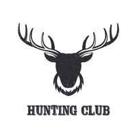 tête de cerf, élément du logo du club de chasse isolé sur blanc, illustration vectorielle vecteur