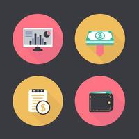 finance, icônes plates de paie, pictogramme de paie, icône de portefeuille, illustration vectorielle vecteur